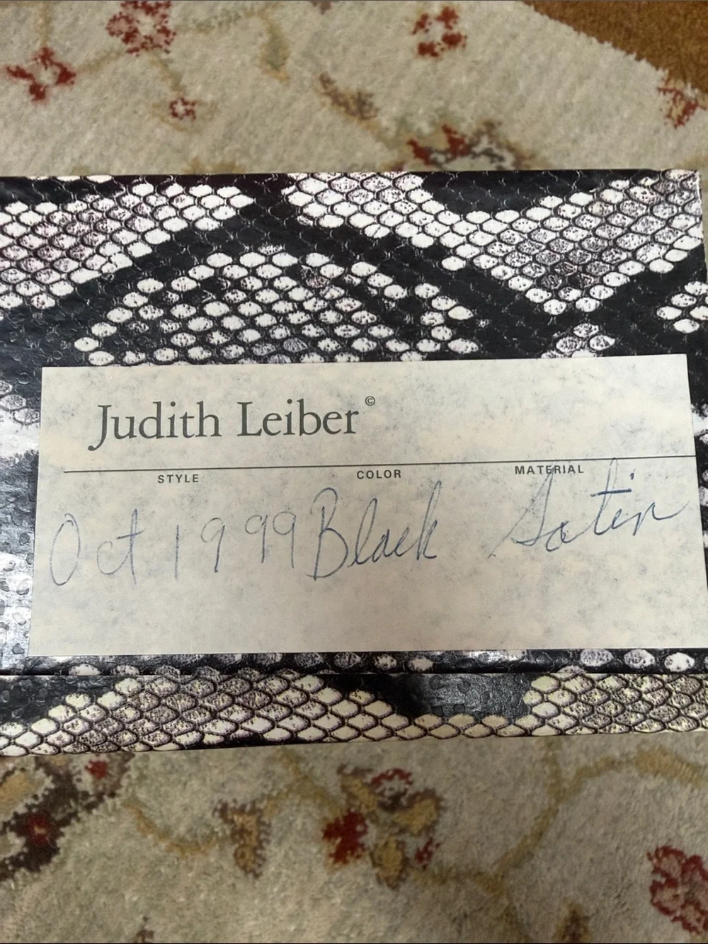 Judith Leiber Elegant Black Satin Kiss-Lock Evening Clutch
